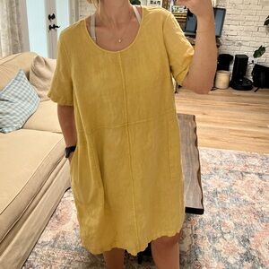 PureJill Linen Garment Dyed yellow Dress XL